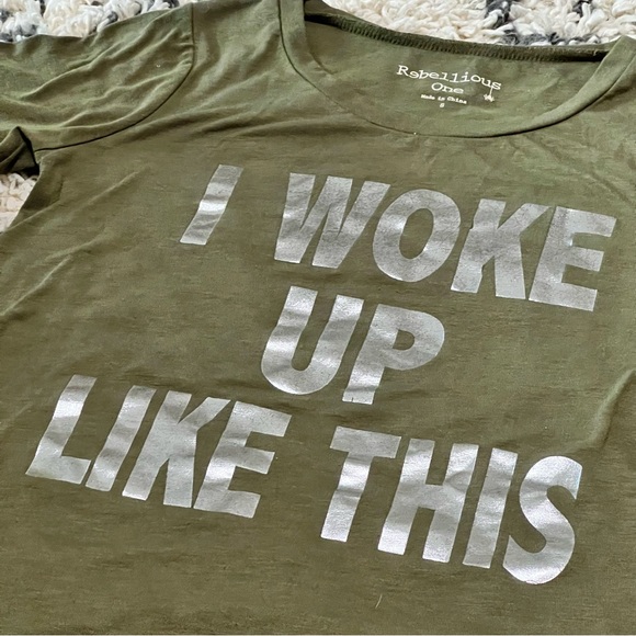 Rebellious One “I Woke Up Like This” Elbow Length Baseball Tee - Picture 4 of 8